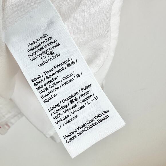 J.Crew Smock Neck Puff Sleeve Top Dot Flowy Cottagecore Cotton White Medium - Picture 11 of 11